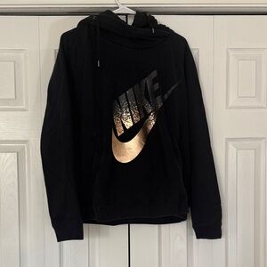 Nike Black Sweatshirt with Metallic Rose Gold Swooshed